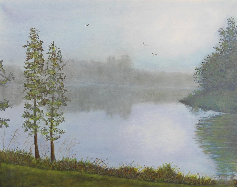 Lake landscape art painting